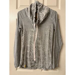 Lole Chevron Cowl Neck Performance Lightweight Long Sleeve Gray Shirt M